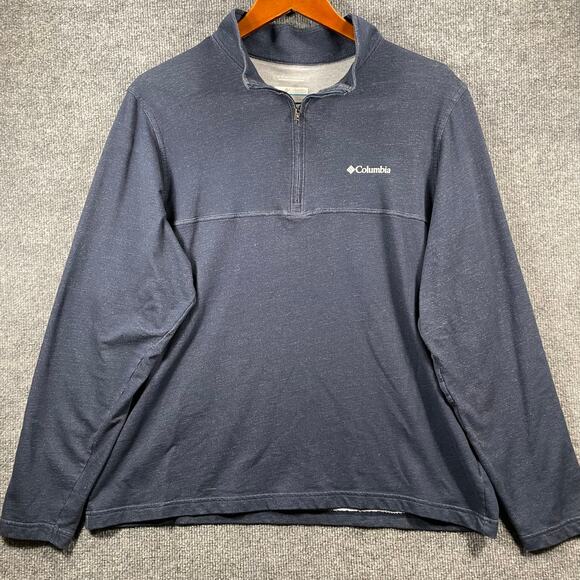 Columbia Rugged Ridge 1/4 Zip Pullover Men's Large Blue Omni-Wick Outdoor Trail - Picture 1 of 11